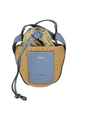 Chloe  X mifuko Raffia Blue Leather Basket Shoulder Bag